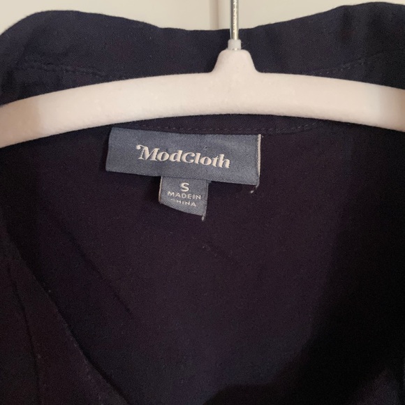 ModCloth | Navy Button Up Mini Dress with Rainbow Trim - Picture 3 of 3